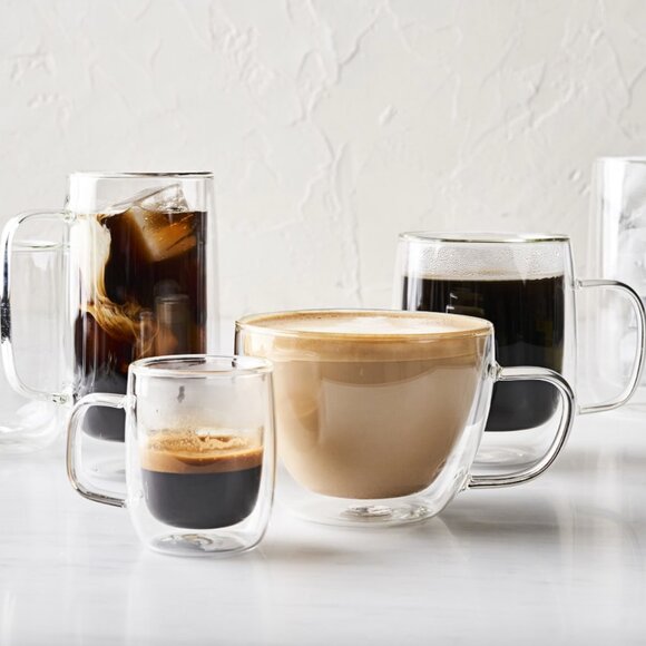NEW 2 Williams Sonoma Double-Wall Glass Coffee Mugs - Picture 4 of 11